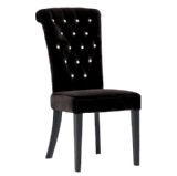 Marylin Black Velvet Crystal Buttoned Dining Chair